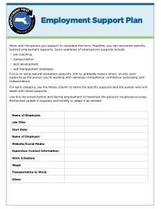 Employment Support Plan